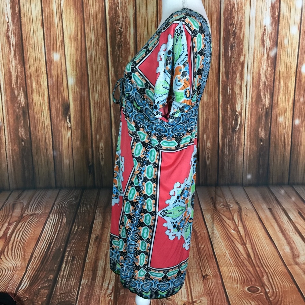 NWT Anself Paisley Strechy LowCut Tunic Mini Dress - Picture 2 of 6
